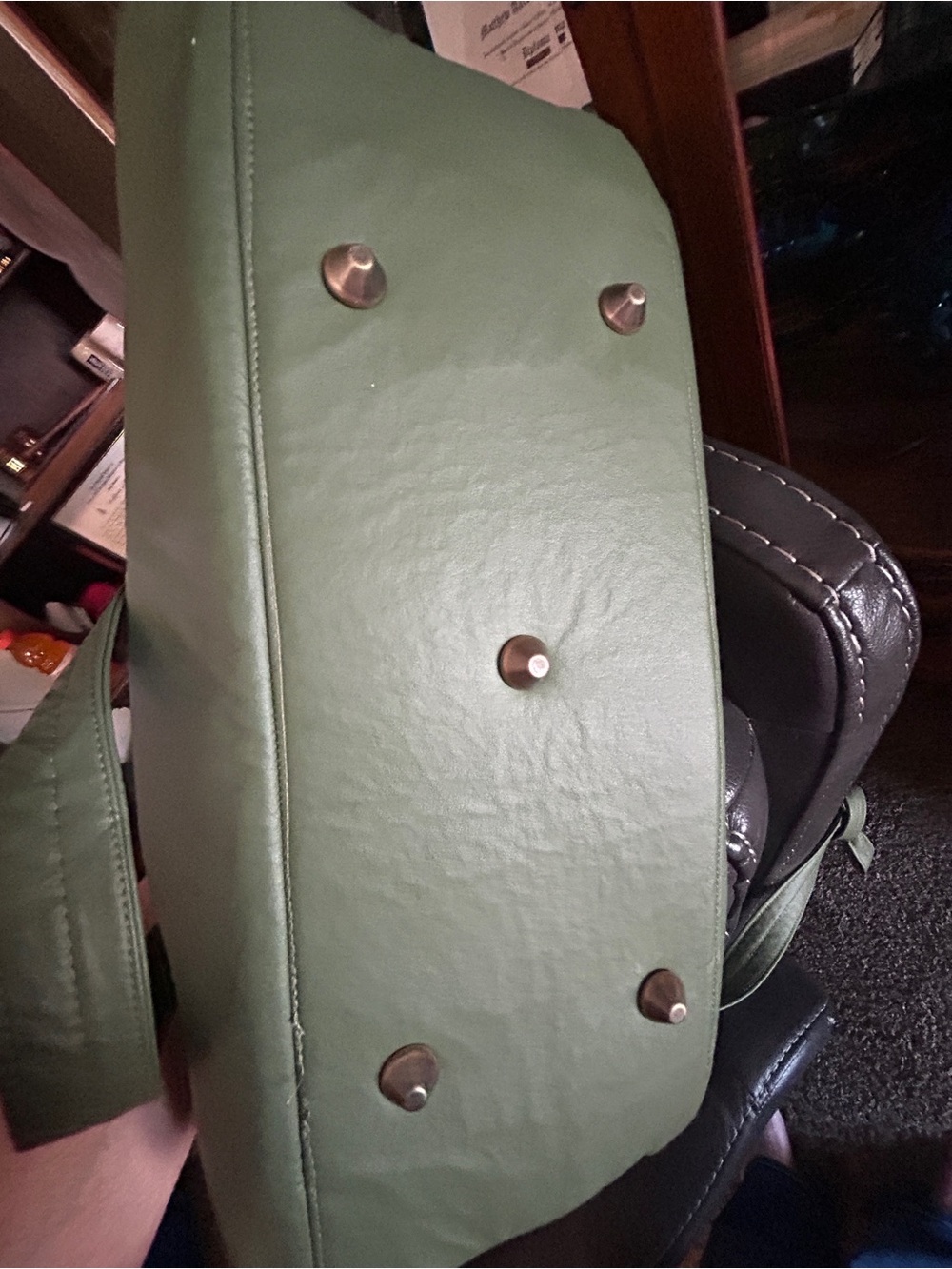 Handmade Floral Shoulder Bag – Olive Green & Navy Multicolor Boho Purse - Picture 8 of 14
